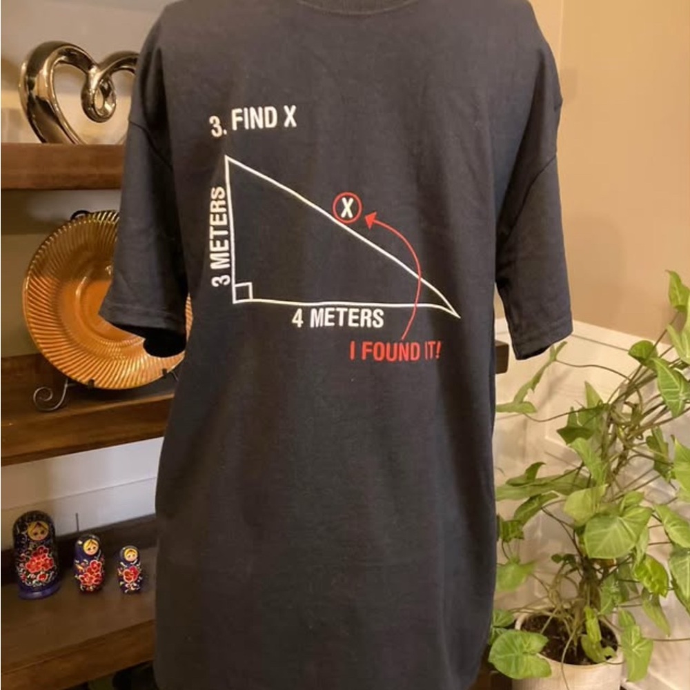 Humorous Math-Themed Black T-Shirt mens size medium feelin good tees SS